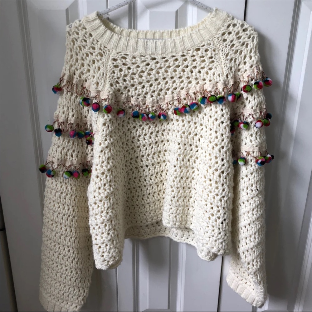 Zara Knit Pom Pom Sweater